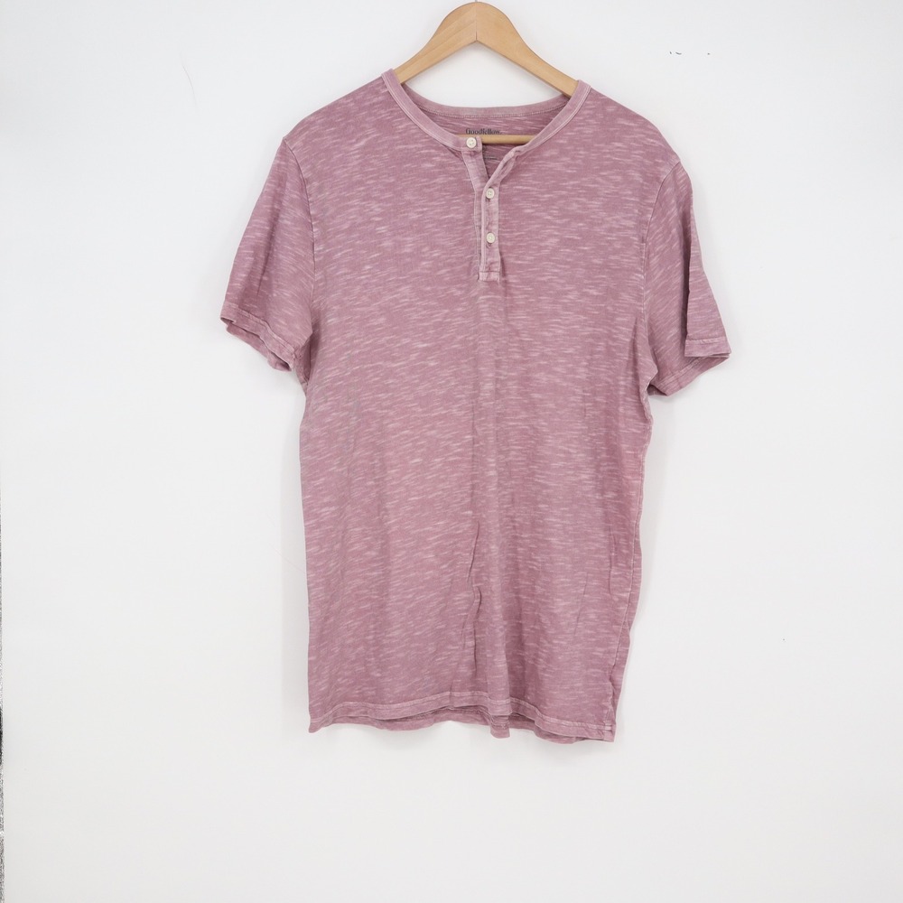 Goodfellow & Co Henley Mens M Standard Fit Purple Space Dye Slub Cotton